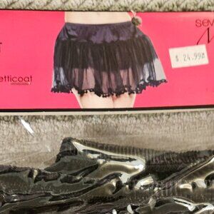 BLACK petticoat w/ pom pom hem RAVE EDC Day of the Dead
